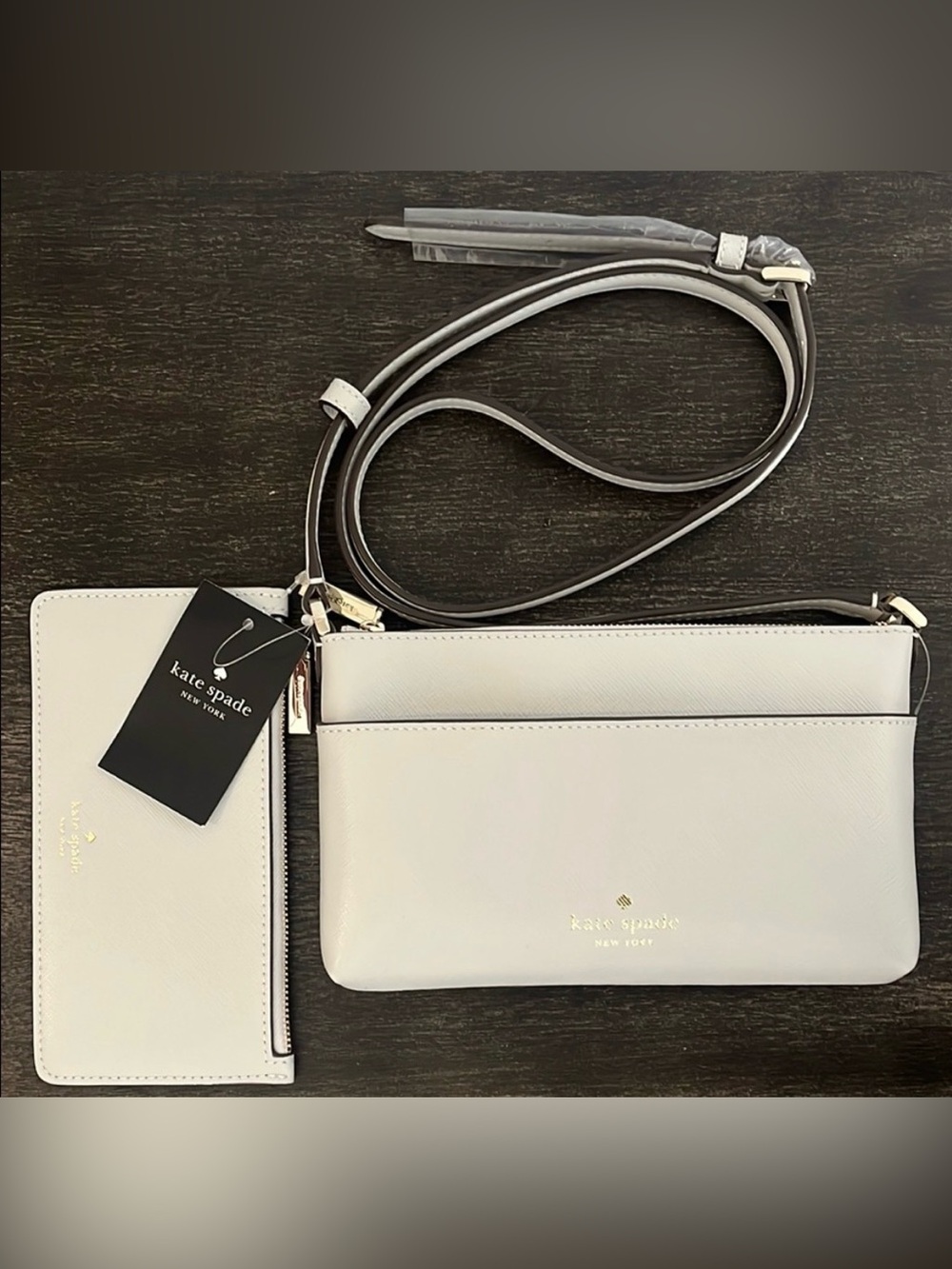 Kate Spade Gray Crossbody Bag and Wallet Set